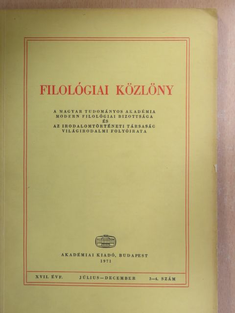Biernaczky Szilárd - Filológiai közlöny 1971. július-december [antikvár]