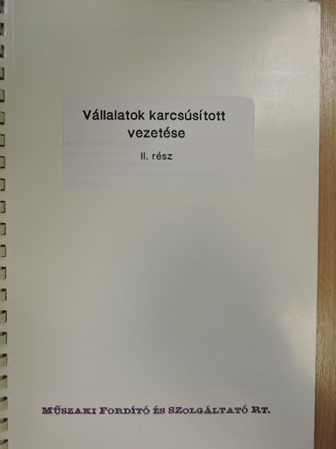 Vállalatok karcsúsított vezetése II. [antikvár]