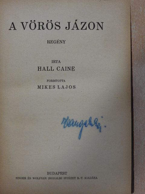 Hall Caine - A vörös jázon [antikvár]