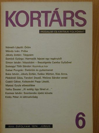 Baka István - Kortárs 1974. június [antikvár]