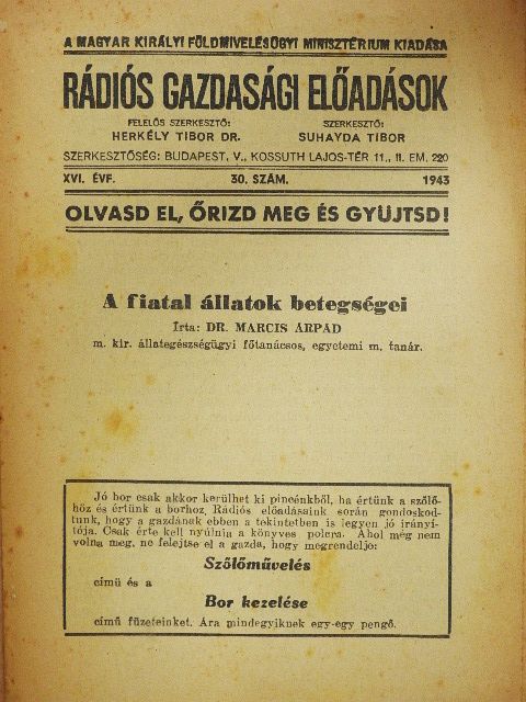 Dr. Marcis Árpád - Rádiós Gazdasági Előadások 1943/30. [antikvár]