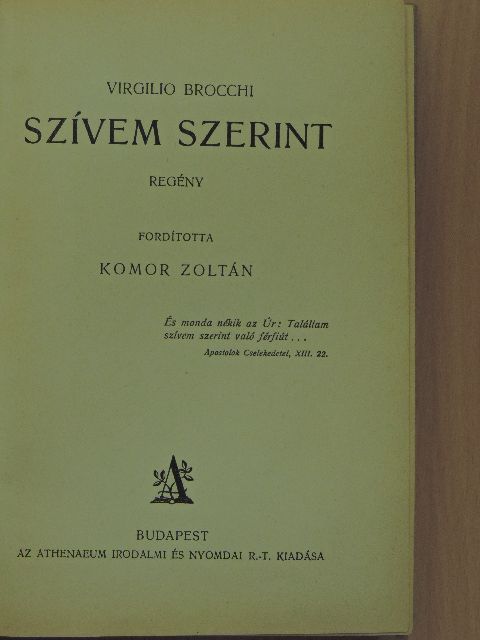 Virgilio Brocchi - Szívem szerint [antikvár]