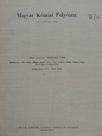 Almássy Gyula - Magyar Kémiai Folyóirat 1953. január-december [antikvár]