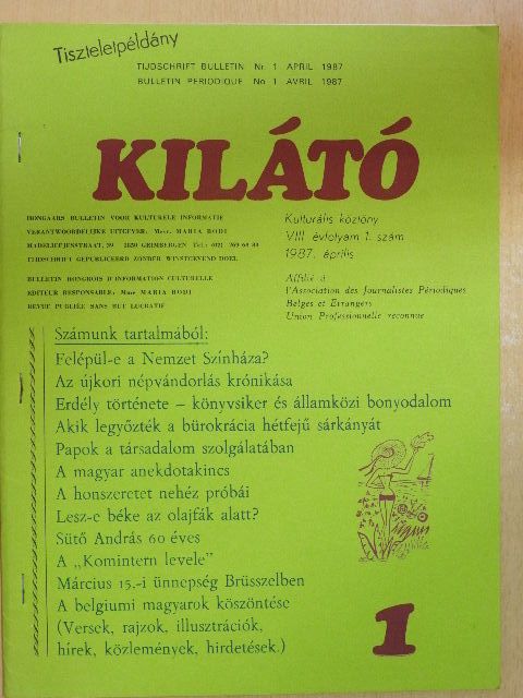 Ónody Éva - Kilátó 1987. április [antikvár]