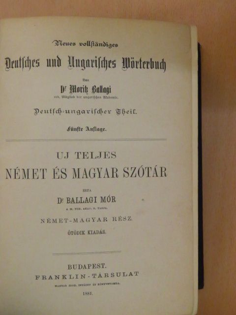 Dr. Ballagi Mór - Uj teljes német és magyar szótár [antikvár]