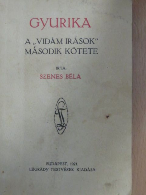 Szenes Béla - Gyurika [antikvár]