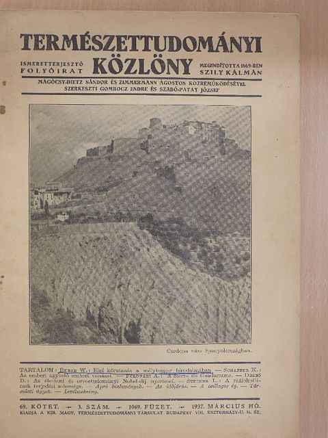 Dr. Deseő Dezső - Természettudományi Közlöny 1937. március [antikvár]