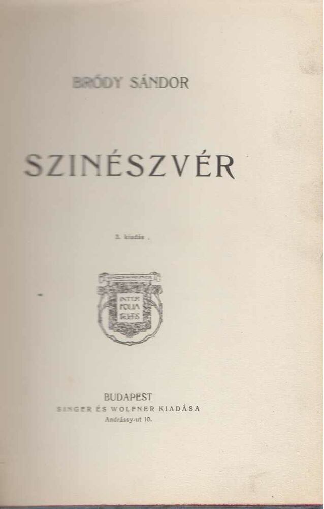 Bródy Sándor - Színészvér [antikvár]
