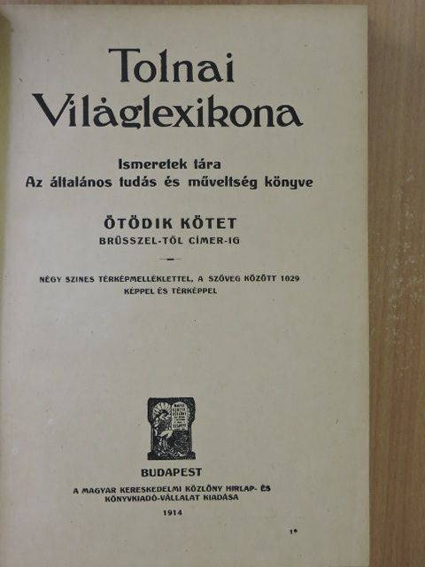 Tolnai Világlexikona V. (töredék) [antikvár]