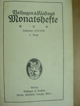 Hans Bethge - Velhagen & Klasings Monatschefte 1909/1910 III. (gótbetűs) [antikvár]