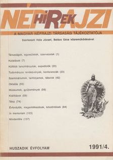 Hála József, Balázs Géza - Néprajzi hírek 1991/4. [antikvár]