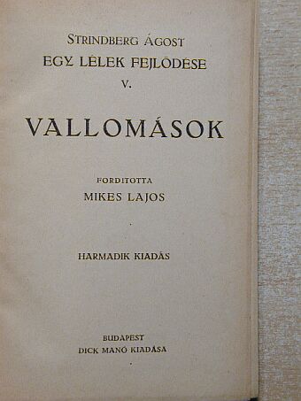Strindberg Ágost - Egy lélek fejlődése V. [antikvár]