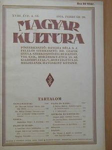 Balásházy Péter - Magyar Kultúra 1931. február 20. [antikvár]