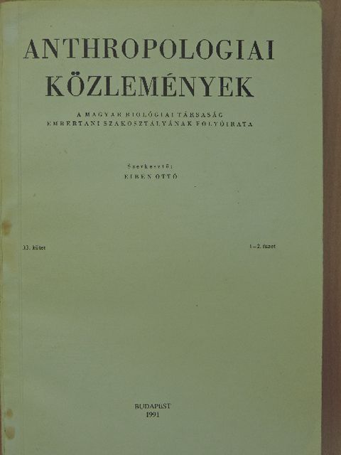 D. F. Roberts - Anthropologiai közlemények 33. kötet 1-2. füzet [antikvár]