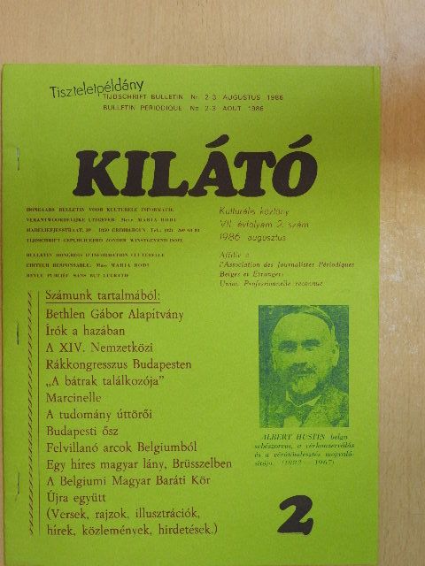 Dr. Kiss István - Kilátó 1986. augusztus [antikvár]