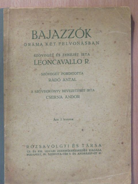 Leoncavallo R. - Bajazzók [antikvár]