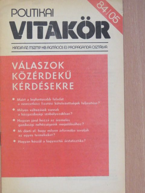 Politikai Vitakör 1984/05. [antikvár]