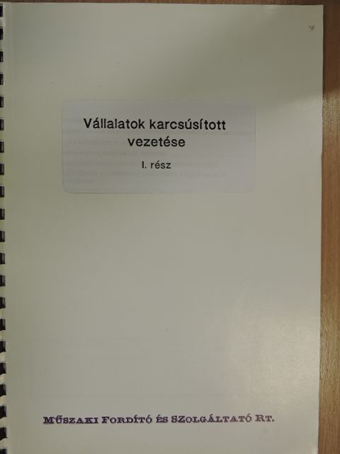 Vállalatok karcsúsított vezetése I. [antikvár]