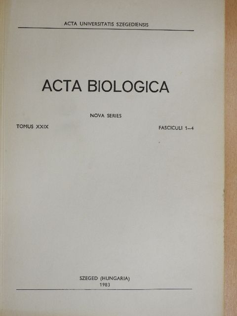 Acta Biologica Tomus XXIX. Fasciculi 1-4. [antikvár]