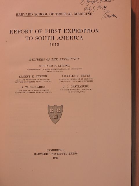 A. W. Sellards - Report of First Expedition to South America 1913 [antikvár]