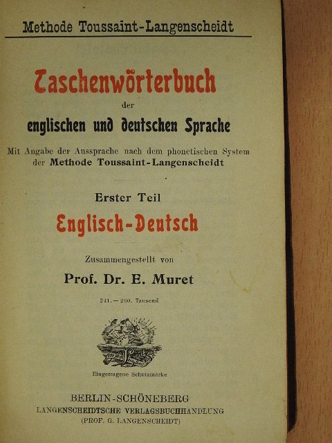 Taschenwörterbuch der englischen und deutschen Sprache I./A Pocket-Dictionary of the English and German Languages I. [antikvár]