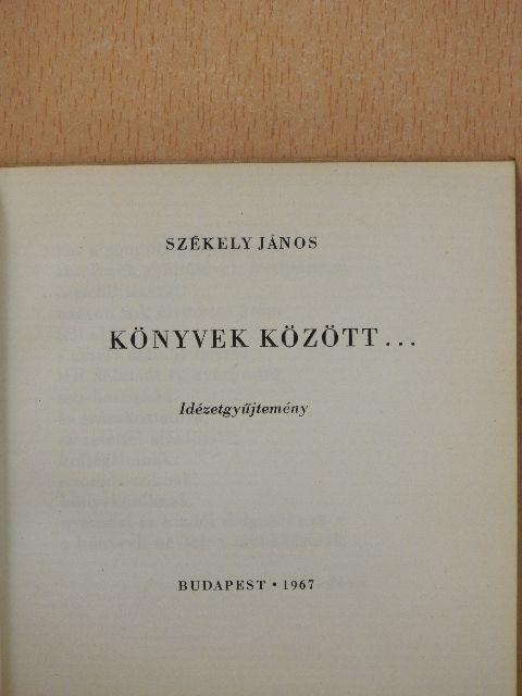 Székely János - Könyvek között... [antikvár]