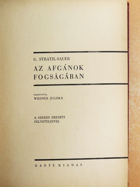 G. Stratil-Sauer - Az afgánok fogságában [antikvár]