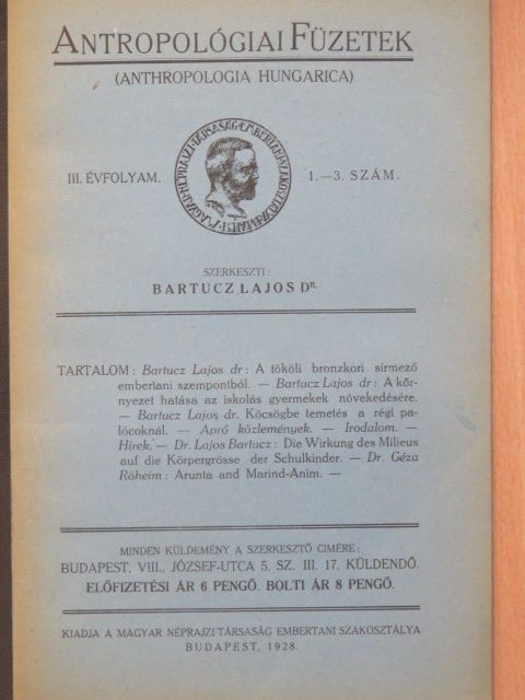 Dr. Géza Róheim - Antropológiai Füzetek 1928/1-3. [antikvár]