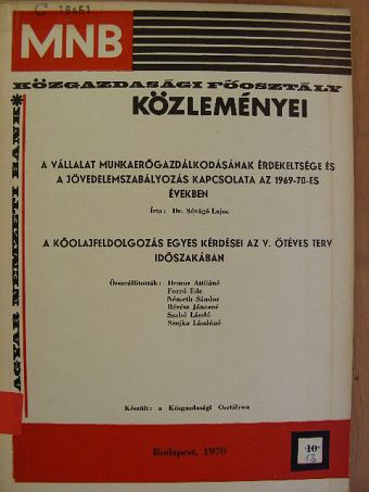Dr. Sóvágó Lajos - MNB Közgazdasági Főosztály közleményei 10. [antikvár]
