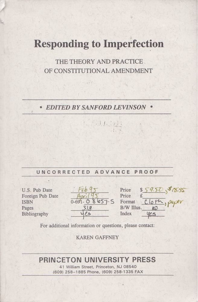 Sanford Levinson - Responding to Imperfection [antikvár]