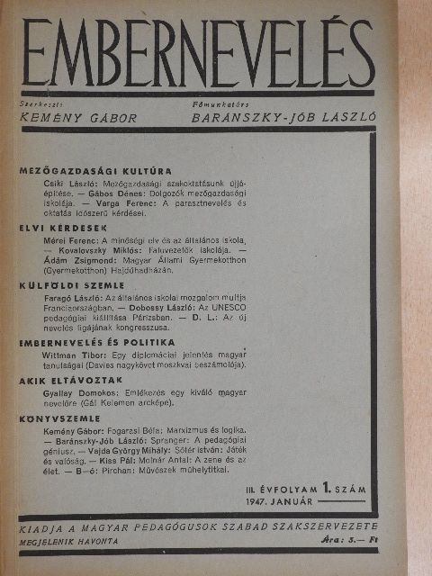 Ádám Zsigmond - Embernevelés 1947. január [antikvár]