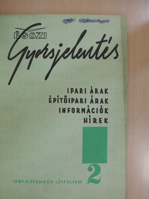 ÉGSZI Gyorsjelentés 1967. november [antikvár]