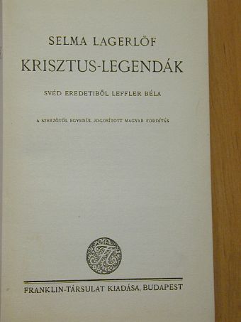 Selma Lagerlöf - Krisztus-legendák [antikvár]