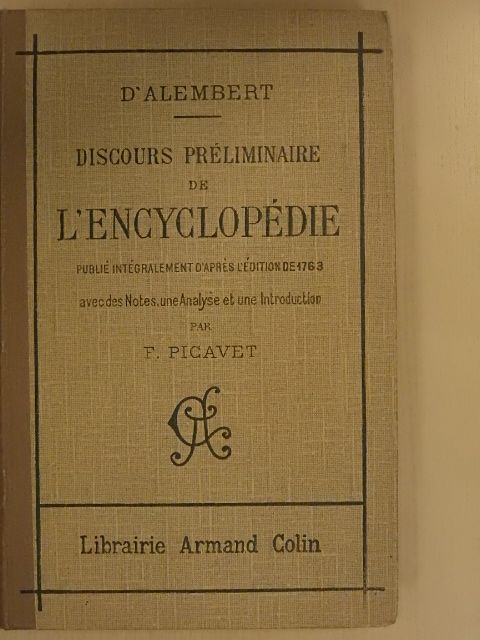 D'Alembert - Discours préliminaire de l'encyclopédie [antikvár]