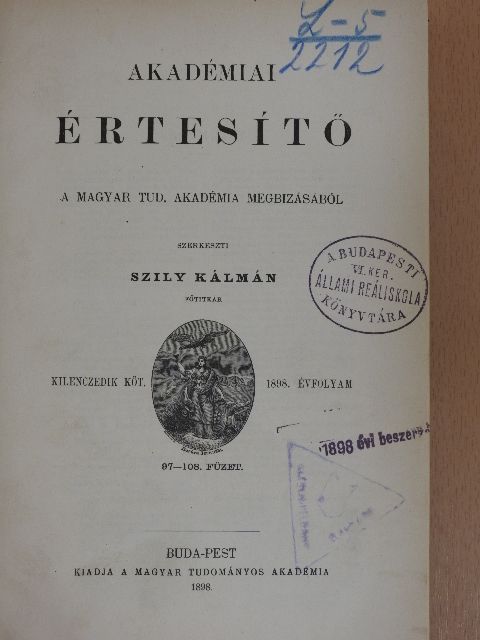 Kúnos Ignácz - Akadémiai Értesítő 1898. január-december [antikvár]