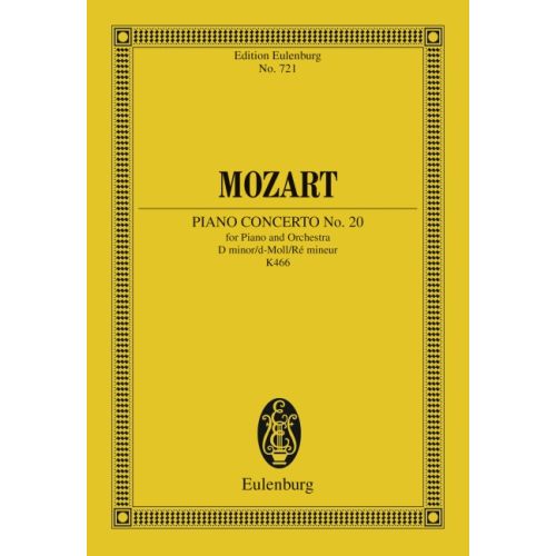 MOZART, W,A, - PIANO CONCERTO NO.20 FOR PIANO AND ORCHESTRA D MINOR KV 466 STUDY SCORE (BADURA-SCODA)