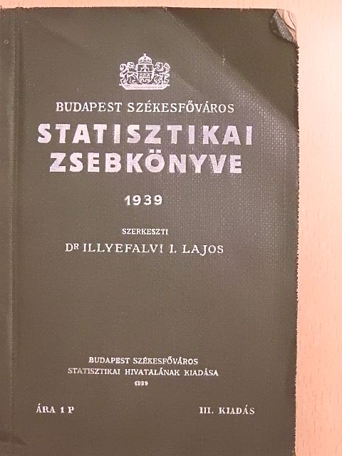 Budapest Székesfőváros Statisztikai Zsebkönyve 1939 [antikvár]
