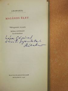 Leopardi - Magános élet (dedikált példány) [antikvár]