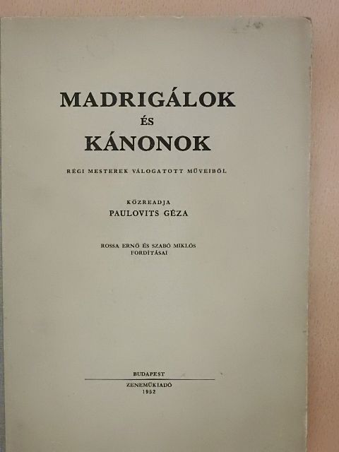 Bateson - Madrigálok és kánonok [antikvár]