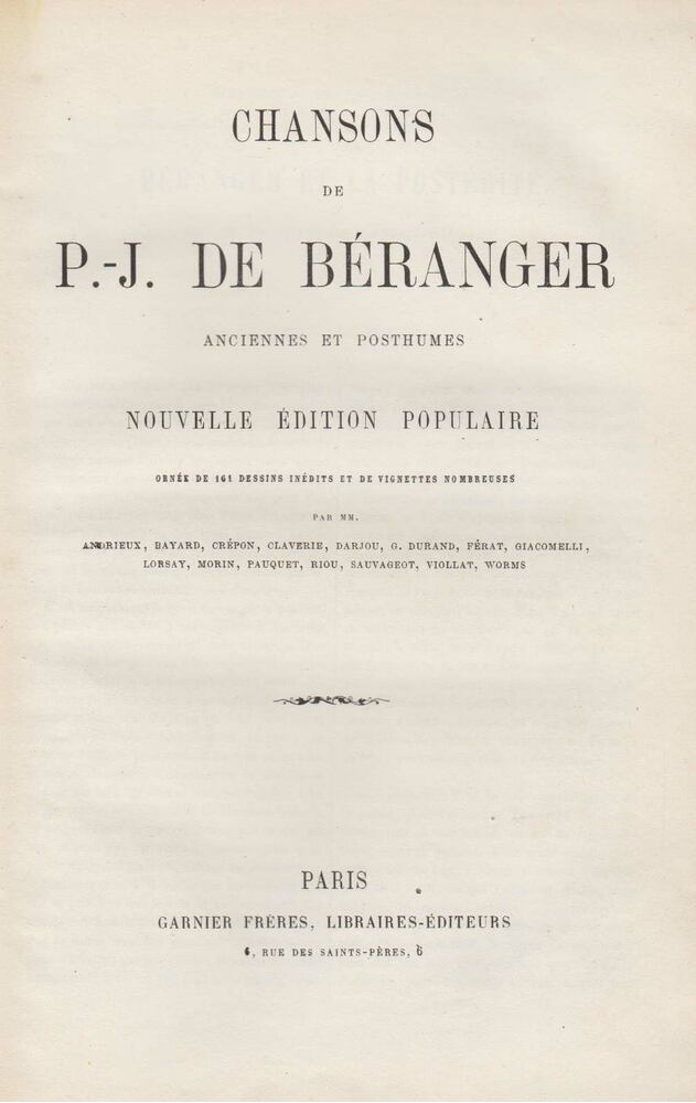 Pierre-Jean de Béranger - Chansons de P. J. Béranger anciennes et posthumes [antikvár]