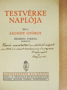 Szondy György - Testvérke naplója [antikvár]