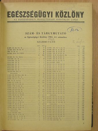 Egészségügyi közlöny 1961-1962. január-december [antikvár]
