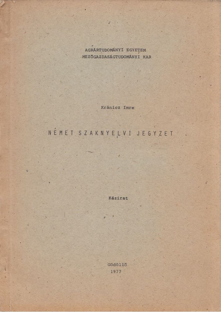 Kránicz Imre - Német szaknyelvi jegyzet [antikvár]