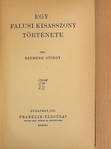 Szemere György - Egy falusi kisasszony története [antikvár]