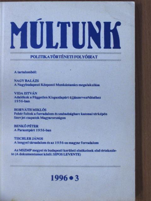Benkő Péter - Múltunk 1996/3. [antikvár]