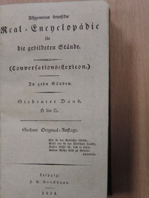 Allgemeine Deutsche Real-Encyclopaedie für die gebildeten Stände VII. (gótbetűs) (töredék) [antikvár]