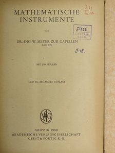 Dr.-Ing. W. Meyer zur Capellen - Mathematische Instrumente [antikvár]