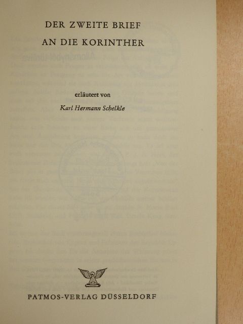 Karl Hermann Schelkle - Der Zweite Brief an die Korinther [antikvár]