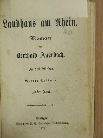 Berthold Auerbach - Landhaus am Rhein I-III. (gótbetűs) [antikvár]
