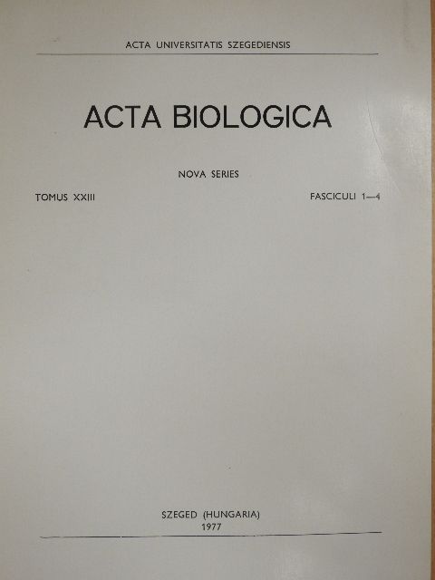 Juhász M. - Acta Biologica Tomus XXIII. Fasciculi 1-4. [antikvár]